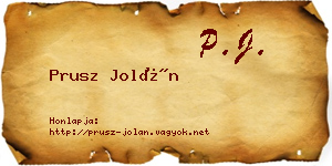 Prusz Jolán névjegykártya